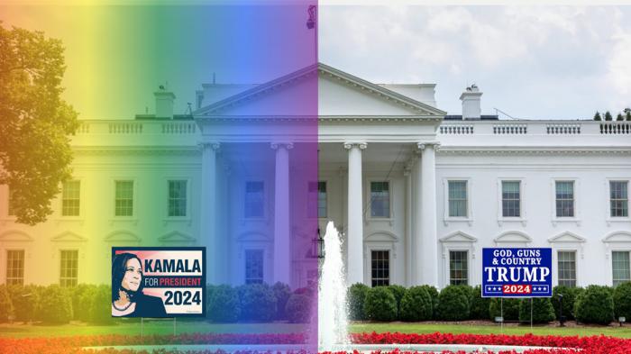 Two views of the White House that reflect each candidate's support for LGBTQ+ issues