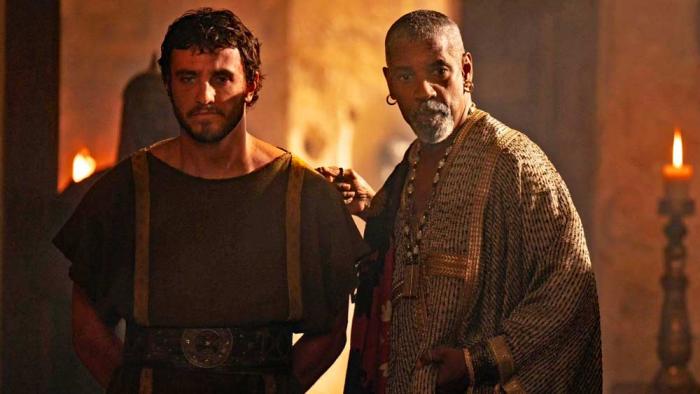 Paul Mescal and Denzel Washington in "Gladiator II"