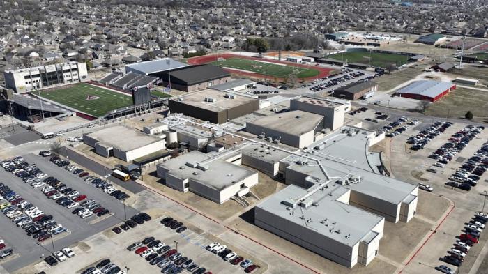 Owasso High School is seen on Feb. 20, 2024, in Owasso, Okla.