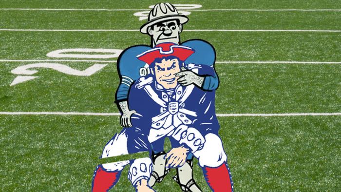 Pat Patriot with the Houston Oilers logo from the 1960s, whom Outsports nicknames Roughneck.