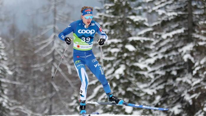 Remi Lindholm of Finland competes during the Cross-Country Men's 15km Individual Start Free at the FIS Nordic World Ski Championships Planica on March 01, 2023 in Planica, Slovenia.