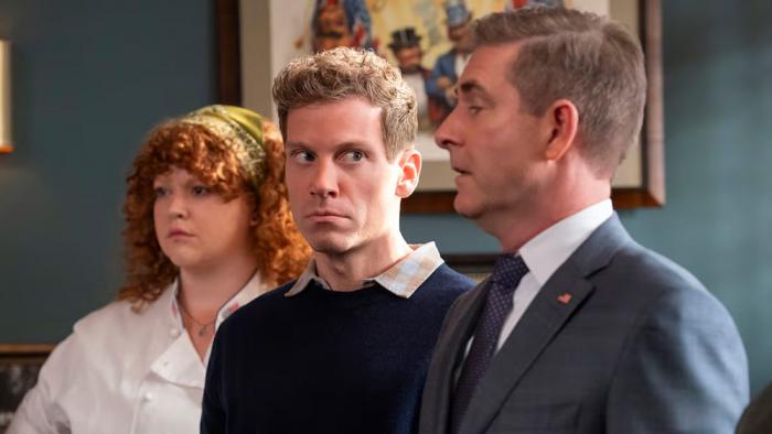 Barrett Foa and Paul Fitzgerald, along with Mary Wiseman (left) in "The Residence"