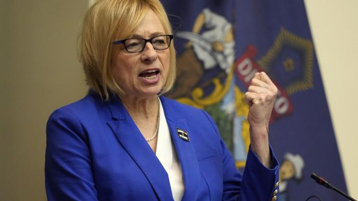 Democratic Gov. Janet Mills delivers her State of the State address, Jan. 30, 2024, at the State House in Augusta, Maine.