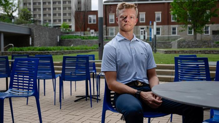 Austin Kissinger is seen at Gatton Student Center on the University of Kentucky's campus Tuesday, April 29, 2025, in Lexington, Ky.