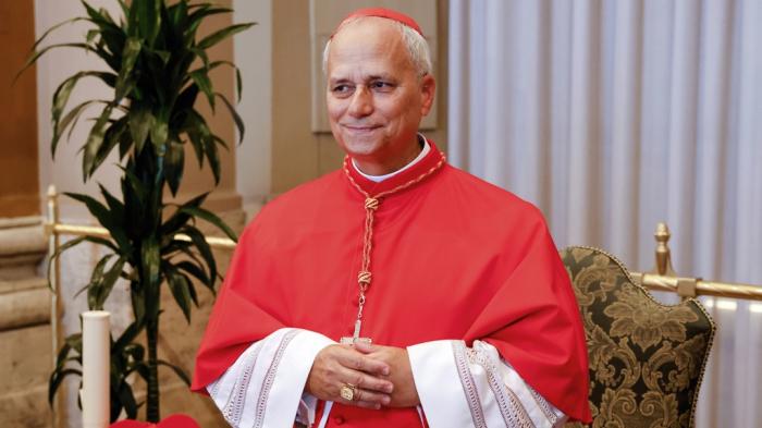 New Cardinal Robert Francis Prevost, prefect of the Dicastery for Bishops, stands for a portrait at the end of the consistory where Pope Francis elevated 21 new cardinals in St. Peter's Square at the Vatican, Sept. 30, 2023.