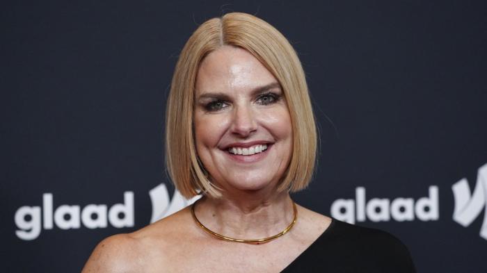 GLAAD President and CEO Sarah Kate Ellis arrives at the 36th annual GLAAD Media Awards on March 27, 2025, at the Beverly Hilton Hotel in Beverly Hills, Calif.