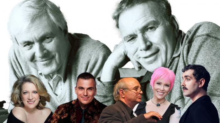 John Kander and Fred Ebb (rear). Carolyn Montgomery, David Sabella, Tom LaMark, Mardie Millet, and Jake Oswell