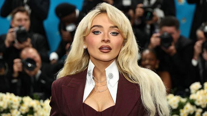 Sabrina Carpenter attends the 2025 Met Gala Celebrating "Superfine: Tailoring Black Style" at Metropolitan Museum of Art on May 05, 2025 in New York City