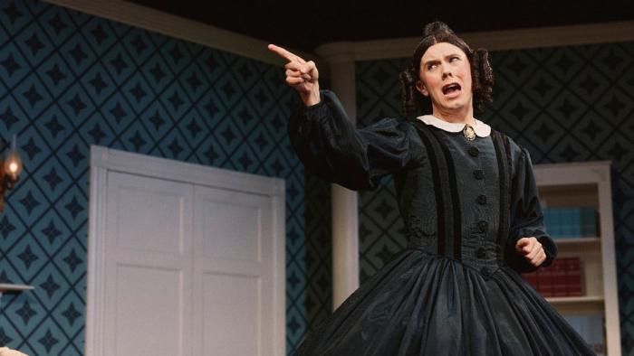 Cole Escola appears during a Broadway performance of "Oh, Mary!" in New York. (Emilio Madrid via AP)