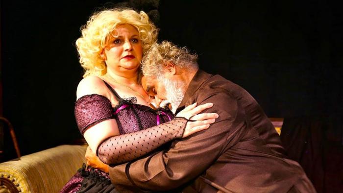 Dawn Ferrisi and Alex Aponte in Attleboro Community Players' production of 'Sly Fox'