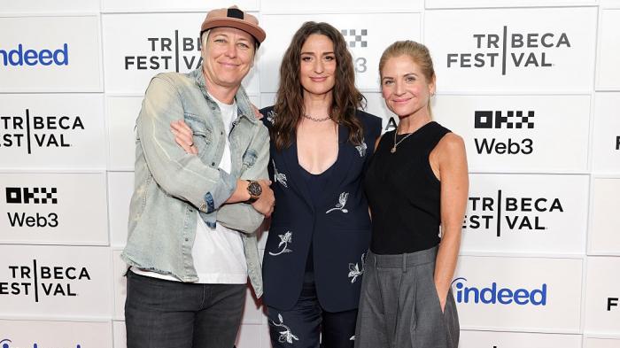 Abby Wambach, Sara Bareilles, and Glennon Doyle attend the "Come See Me in the Good Light" premiere during the 2025 Tribeca Festival at Spring Studios on June 07, 2025 in New York City. 