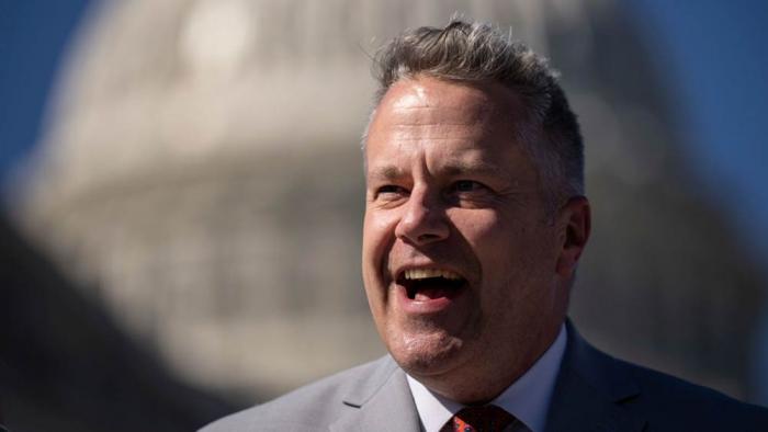 Rep. Eric Sorensen (D-IL) speaks during a news conference outside the U.S. Capitol March 8, 2023 in Washington, DC.