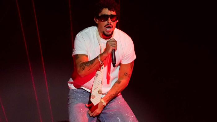 Bad Bunny performs during the iHeartRadio Music Awards in Los Angeles on March 17, 2025