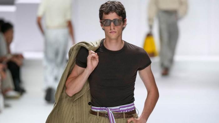 A model wears a creation as part of the men's Dolce & Gabbana Spring-Summer 2026 collection, that was presented in Milan, Italy, Saturday, June 21, 2025
