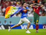 Protestor with Rainbow Flag Runs onto Field at World Cup