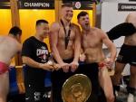 Rugby Stars Lock Lips. How About That Locker Room Victory Kiss?